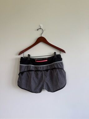 Lulu Gray Athletic Shorts With Pink Accents